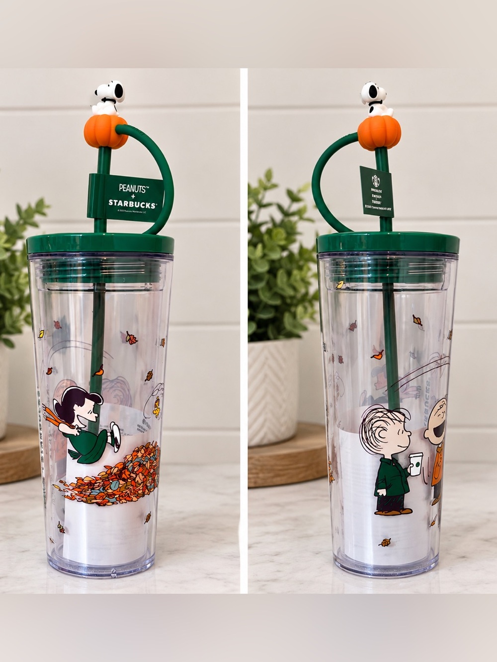 Peanuts x Starbucks Green Autumn Snoopy Kids Tumbler with Straw